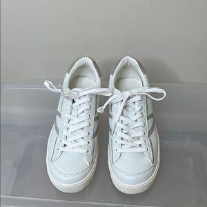 White Lace-Up Sneakers